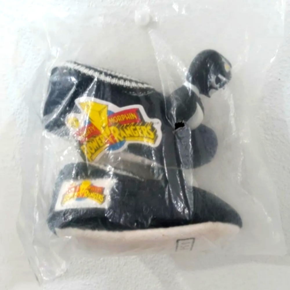 Vtg 1994 Mighty Morphin Power Ranger Slippers Black Ranger Size 5/6 Toddler New